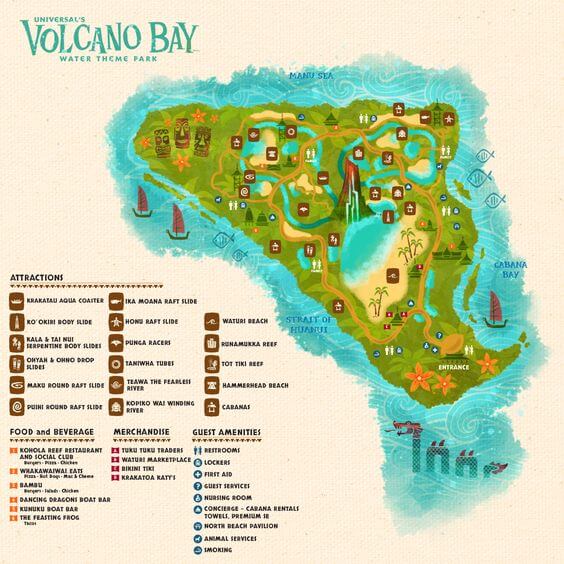 Universal Volcano Bay Map Complete Guide To Visiting Universal's Volcano Bay In 2022 - Volcano Bay  Prices, Rides, And Menus